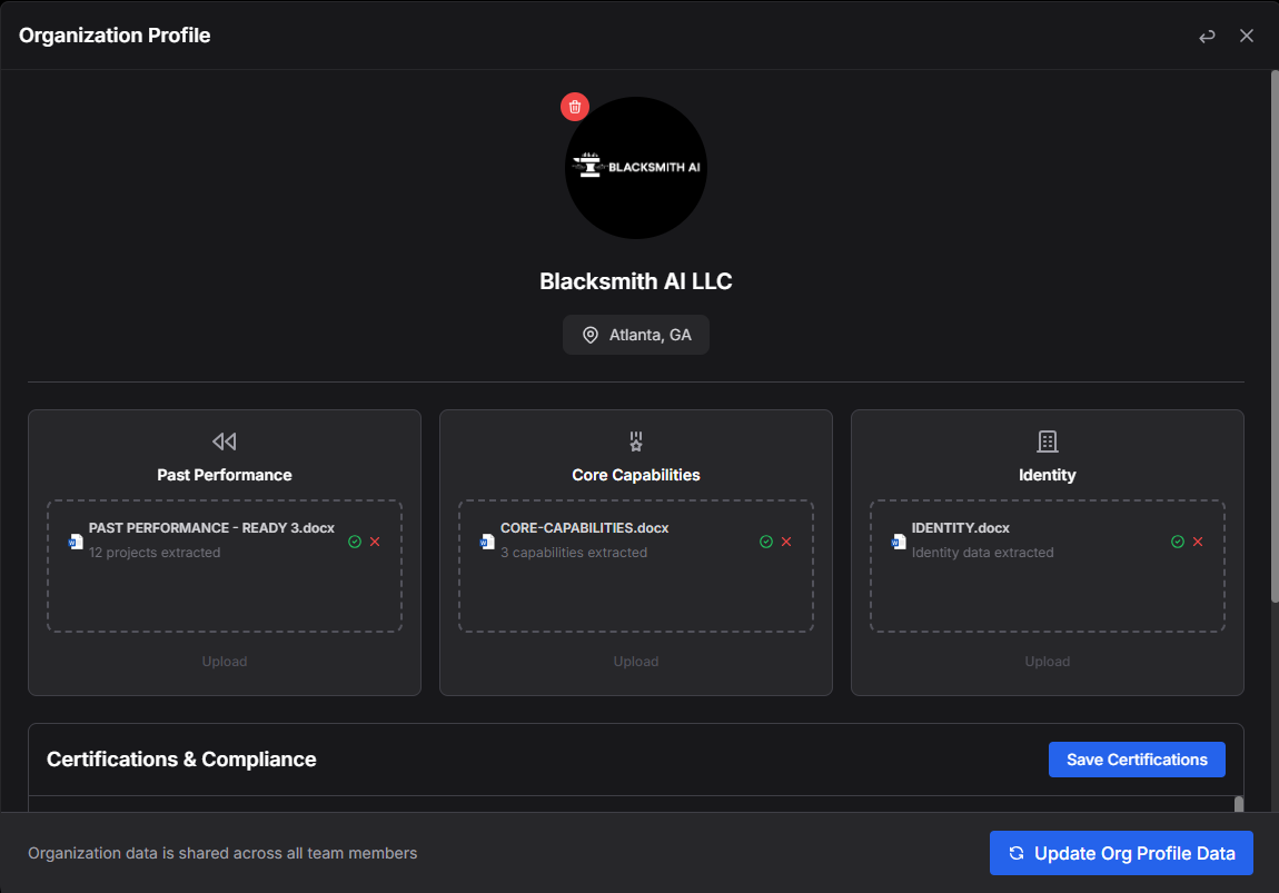 Organization Profile Interface